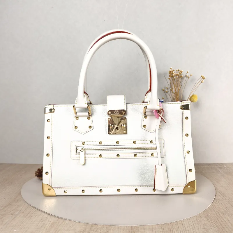 Louis Vuitton Top Handle Bag Suhali Vintage White Calfskin 36 × 12.5 × 22 cm