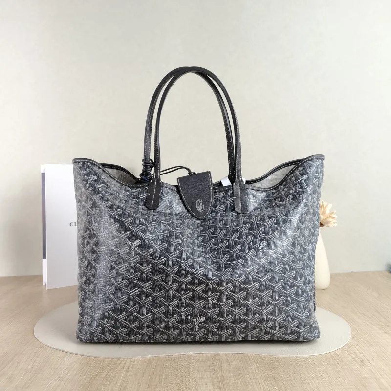 GOYARD Shoulder Bag SAINT LOUIS Shopping Tote Grey PVC Small 34 × 15 × 28 cm — cover view 3 of 5