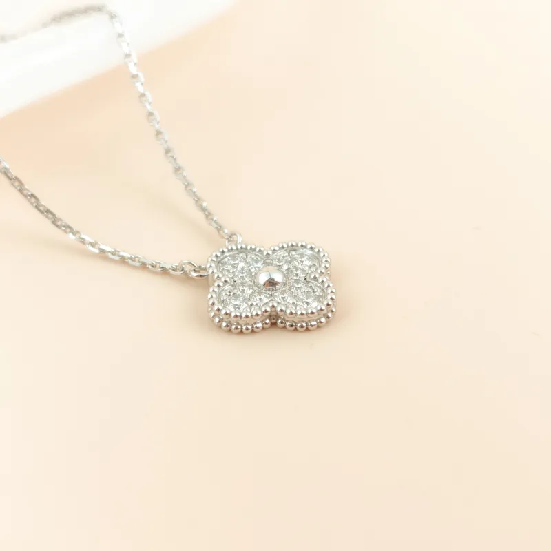 Van Cleef & Arpels Necklace Alhambra Alhambra Collection Pavé Diamond White Gold 18KW hite Gold Diamond Vintage Small 42cm — cover view 8 of 11