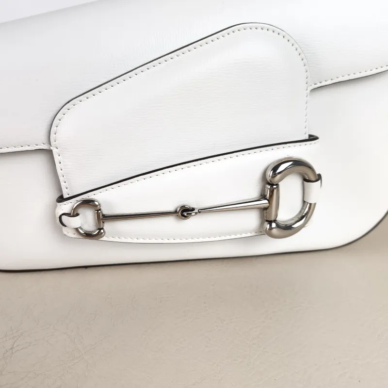 GUCCI Shoulder Bag Horsebit 1955 Horsebit Horsebit Shoulder Bag White Calfskin Small 26.5 × 8 × 17 cm — detail view 1 of 12