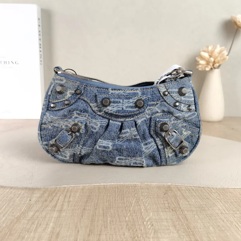 BALENCIAGA Shoulder Bag LE CAGOLE woc Blue Mini 21 × 4.5 × 13 cm