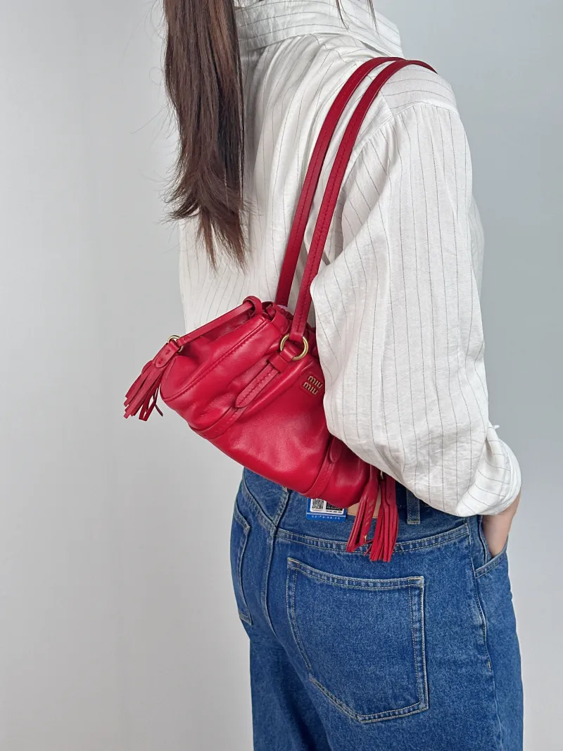 Miumiu Shoulder Bag Joie Shoulder Bag Red Lambskin 22 × 7 × 12 cm — on-model view 2 of 2
