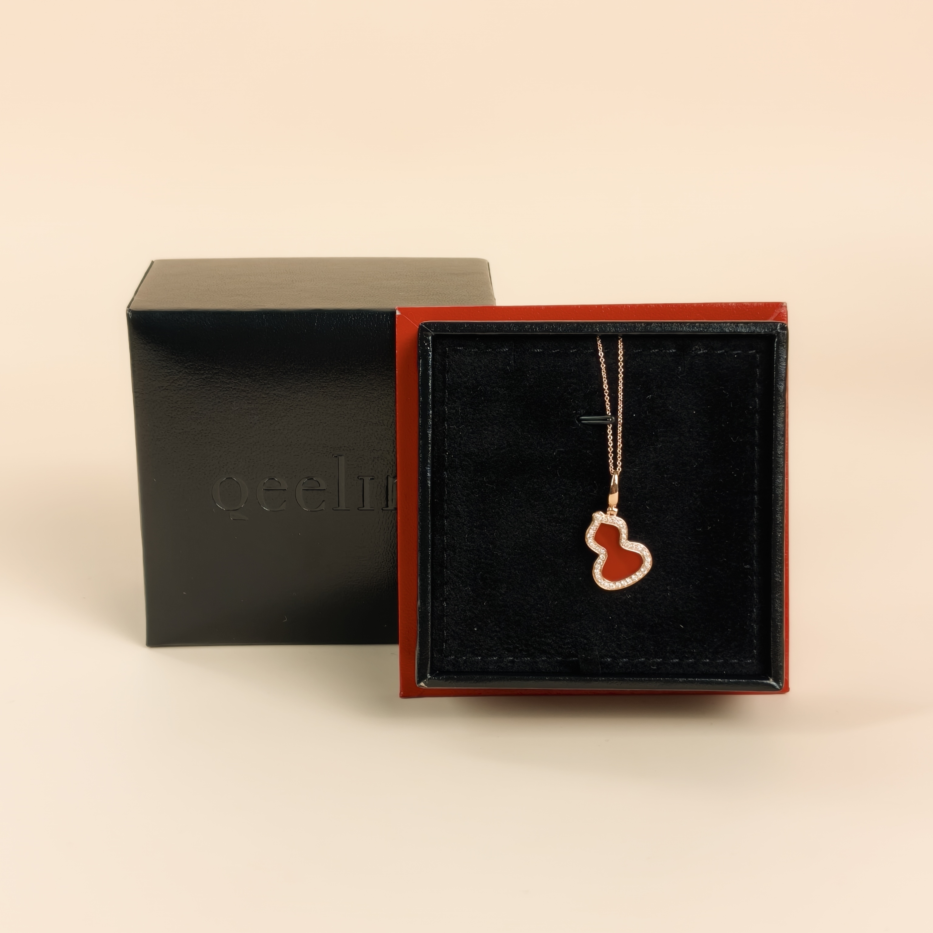 Qeelin Necklace Wulu Collection Necklace Red Agate Diamond18KR ose Gold Large41cm — cover view 7 of 10