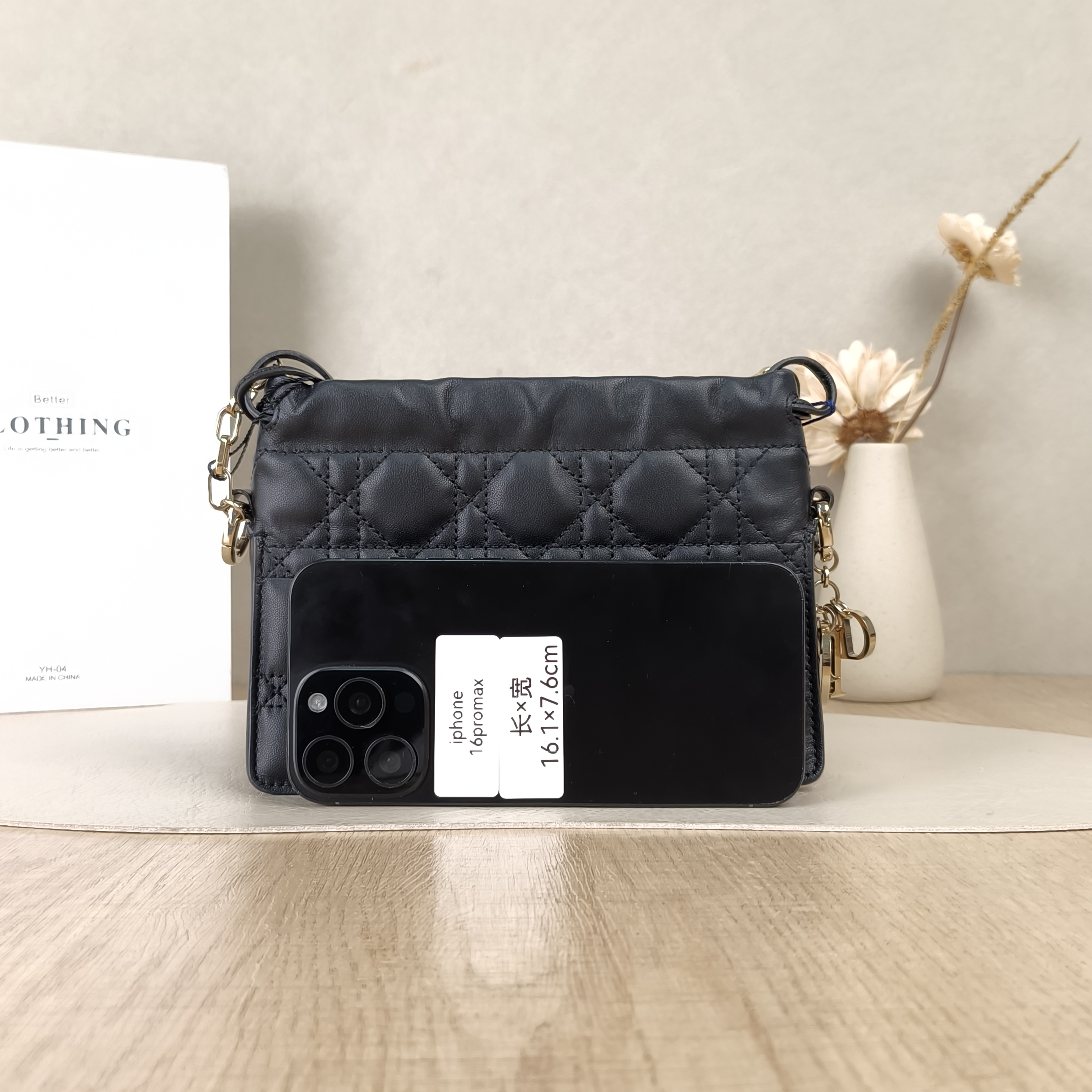 DIOR Crossbody Bag Lady Milly Chain Bag Black Lambskin19 × 5 × 13 cm — cover view 4 of 5