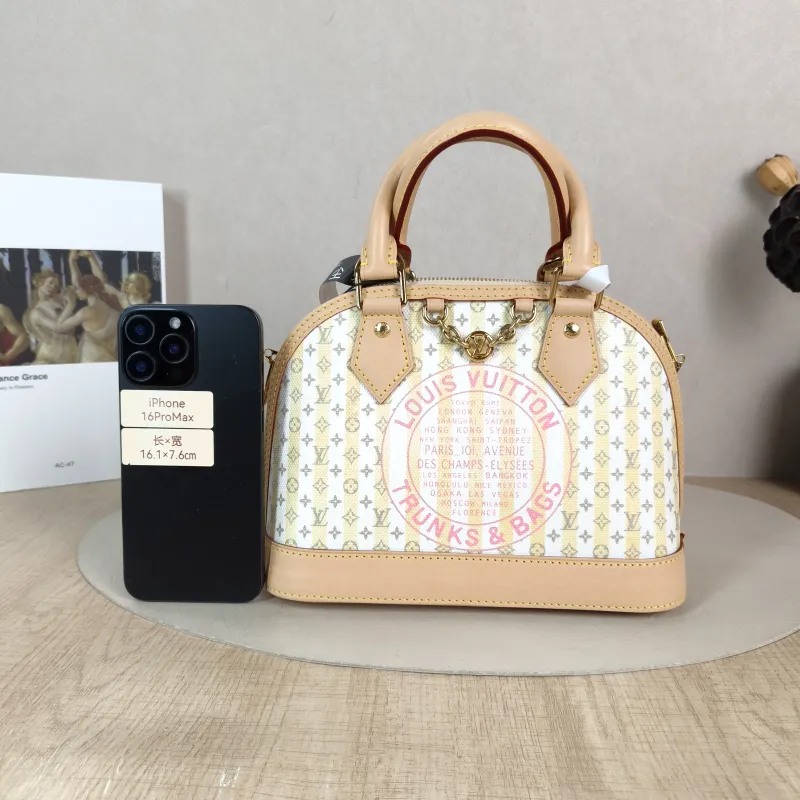 Louis Vuitton Top Handle Bag Alma BB Yellow White Canvas BB 23.5 × 11.5 × 17.5 cm — cover view 5 of 6