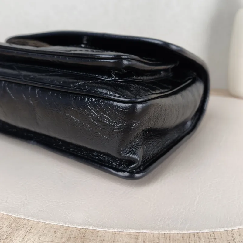 SAINT LAURENT Crossbody Bag Niki Black Waxed Leather Calfskin Small 21 × 7.5 × 16 cm — detail view 3 of 13