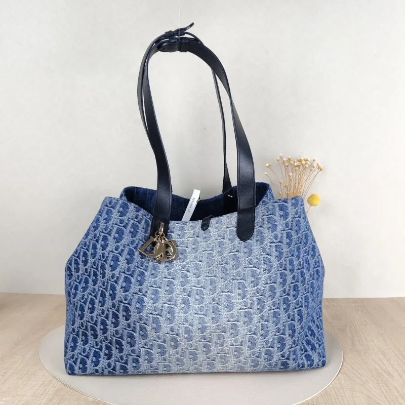 DIOR Top Handle Bag TOUJOURS Blue Large37 × 21 × 27 cm