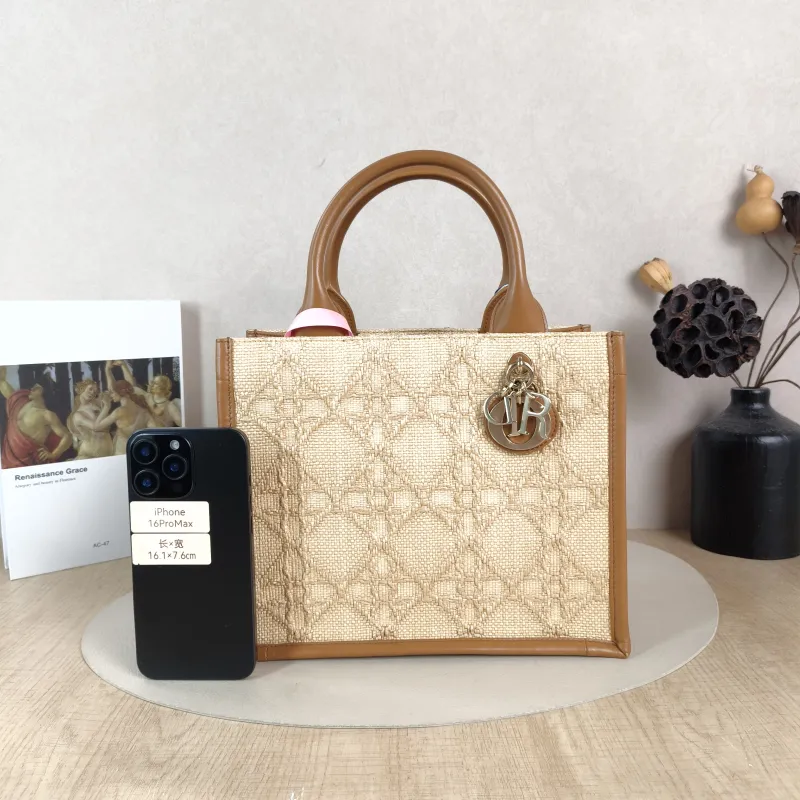 DIOR Top Handle Bag Book Tote Shoulder Strap Edition Brown Woven Small26.5 × 14 × 22 cm — cover view 3 of 5