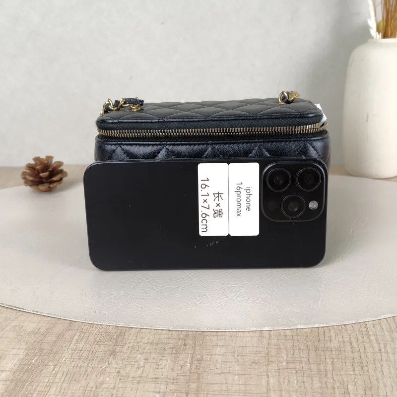 Chanel Crossbody Bag Edition Box Bag Cosmetic Bag Black Lambskin 17 × 8 × 9.5 cm — cover view 5 of 5