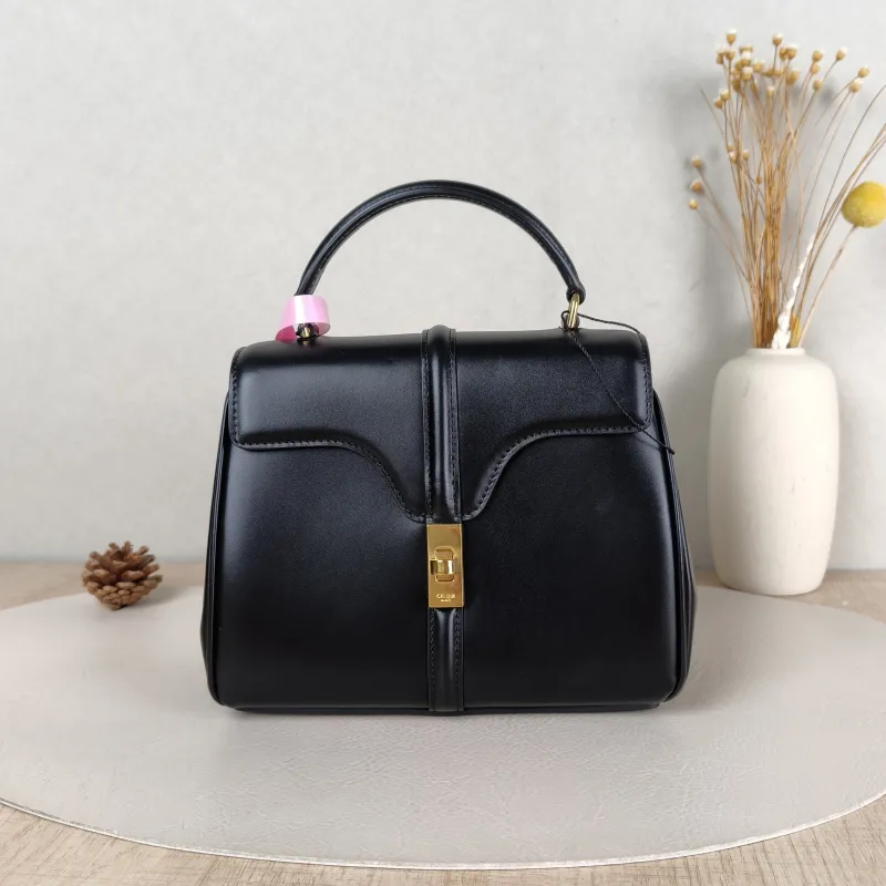 CELINE Crossbody Bag 16 Edition Black Calfskin Mini 17.5 × 7 × 14 cm