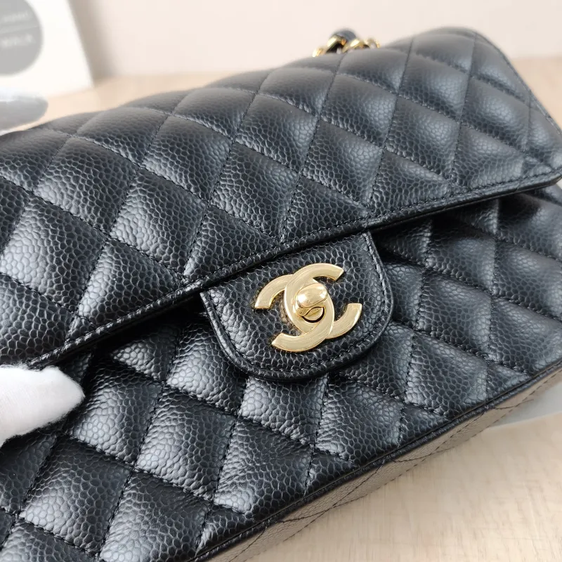 Chanel Crossbody Bag Classic Flap CF Black Grained Calfskin Small 23 × 6 × 14.5 cm — detail view 12 of 12