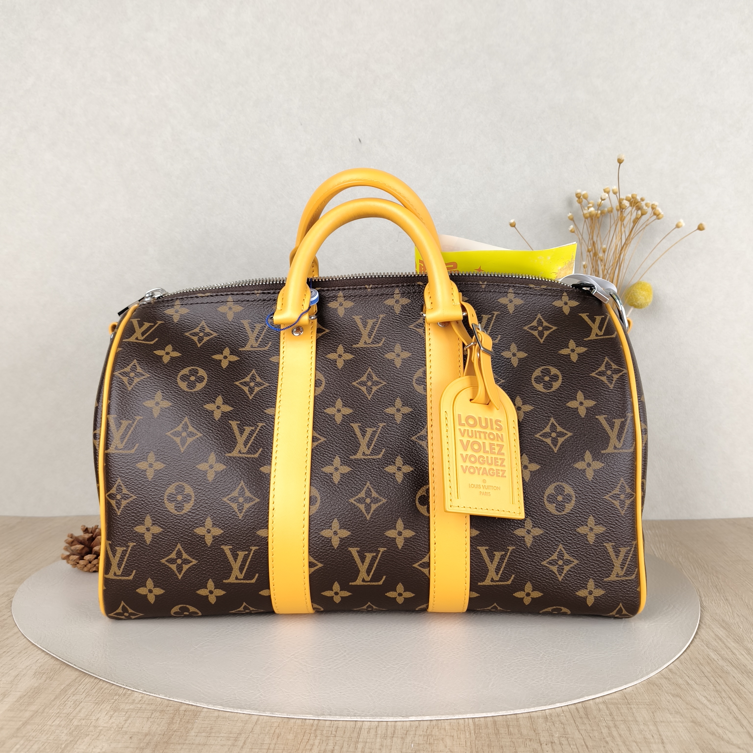 Louis Vuitton Crossbody Bag Keepall 35 Bandouliére Monogram Yellow PVC 35 × 16 × 21 cm