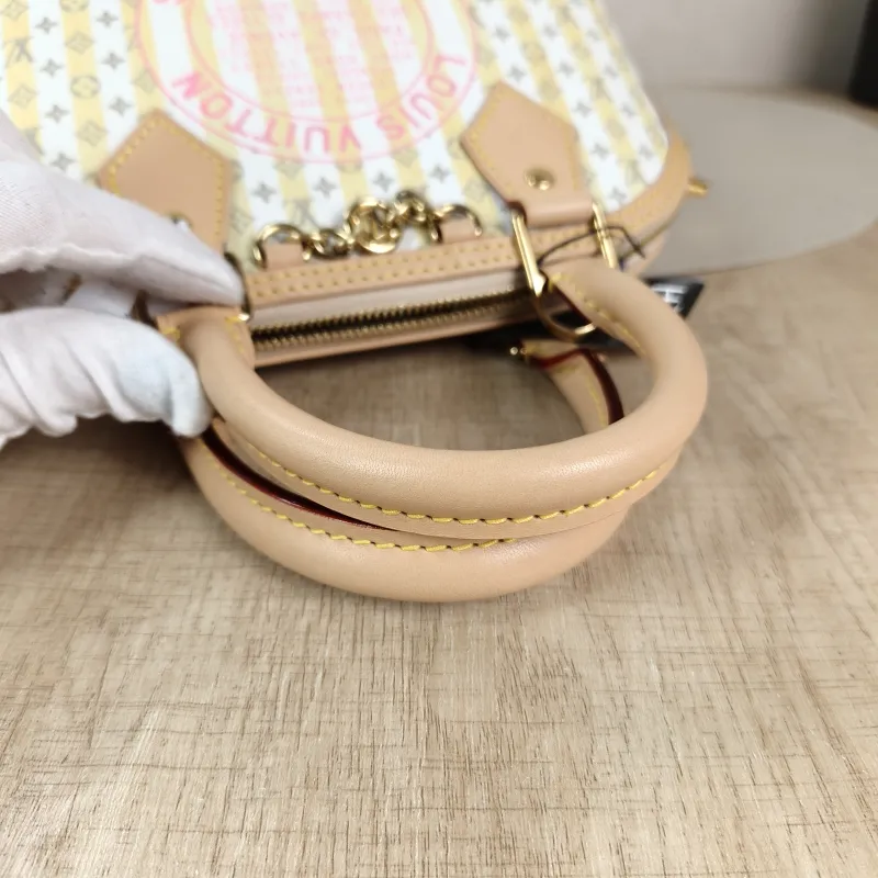 Louis Vuitton Top Handle Bag Alma BB Yellow White Canvas BB 23.5 × 11.5 × 17.5 cm — detail view 12 of 13