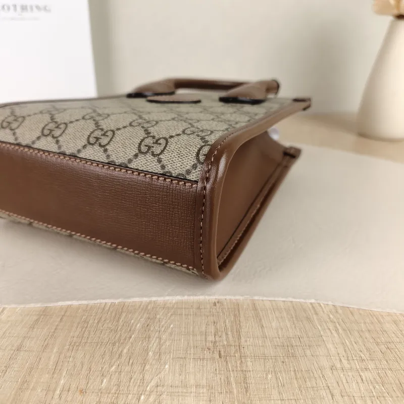 GUCCI Crossbody Bag GG Retro Collection Tote Bag Brown PVC Mini 16 × 7 × 20 cm — detail view 5 of 10