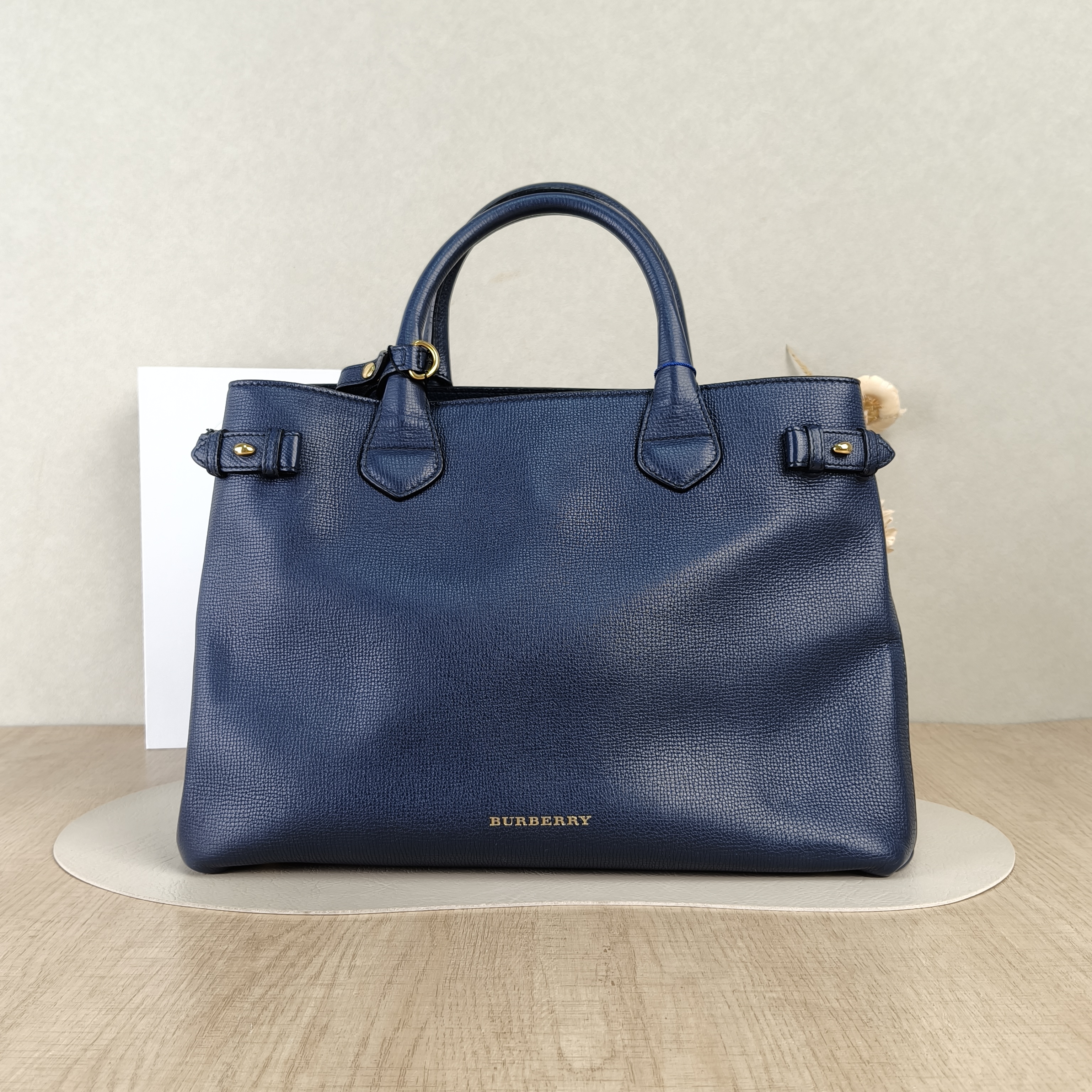 BURBERRY Top Handle Bag Top Handle Bag Blue Calfskin One Size35 × 15 × 25 cm