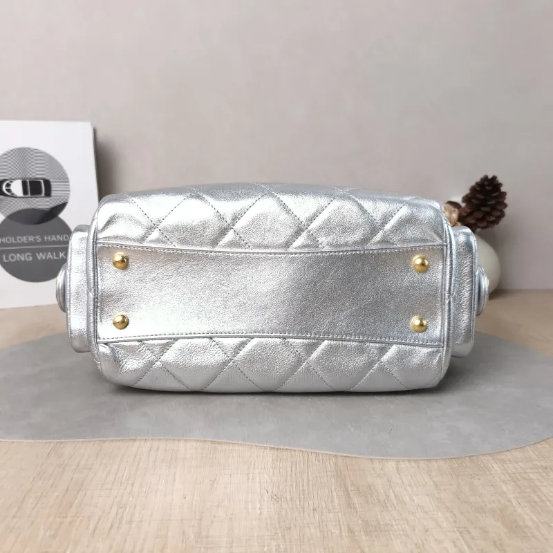 Chanel Shoulder Bag 25k Bowling Bag Silver Calfskin Small 24 × 11.5 × 15.5 cm — cover view 6 of 6