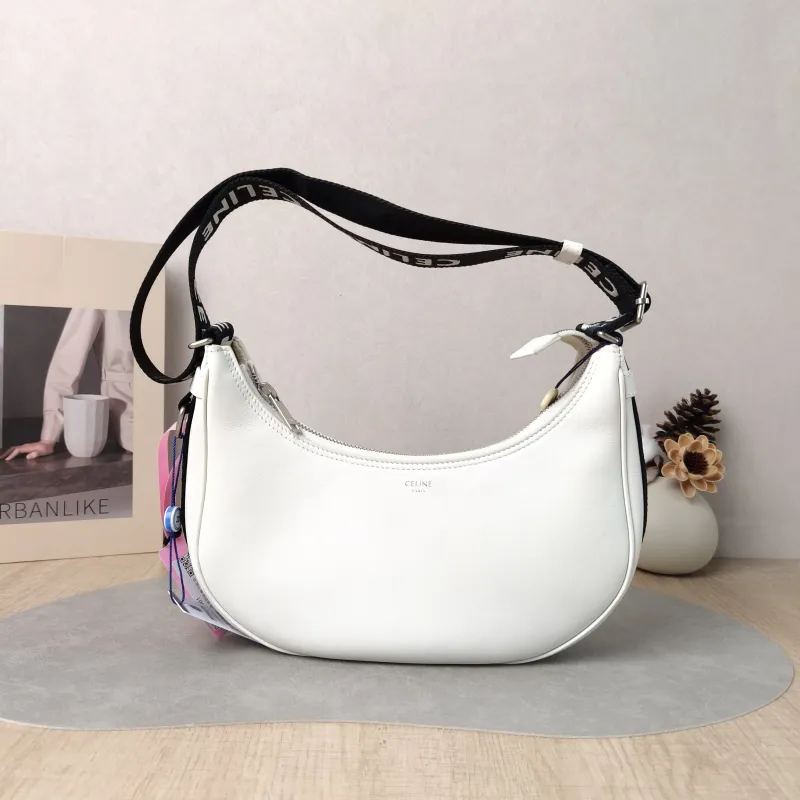CELINE Shoulder Bag White Calfskin One Size 23 × 7 × 13 cm