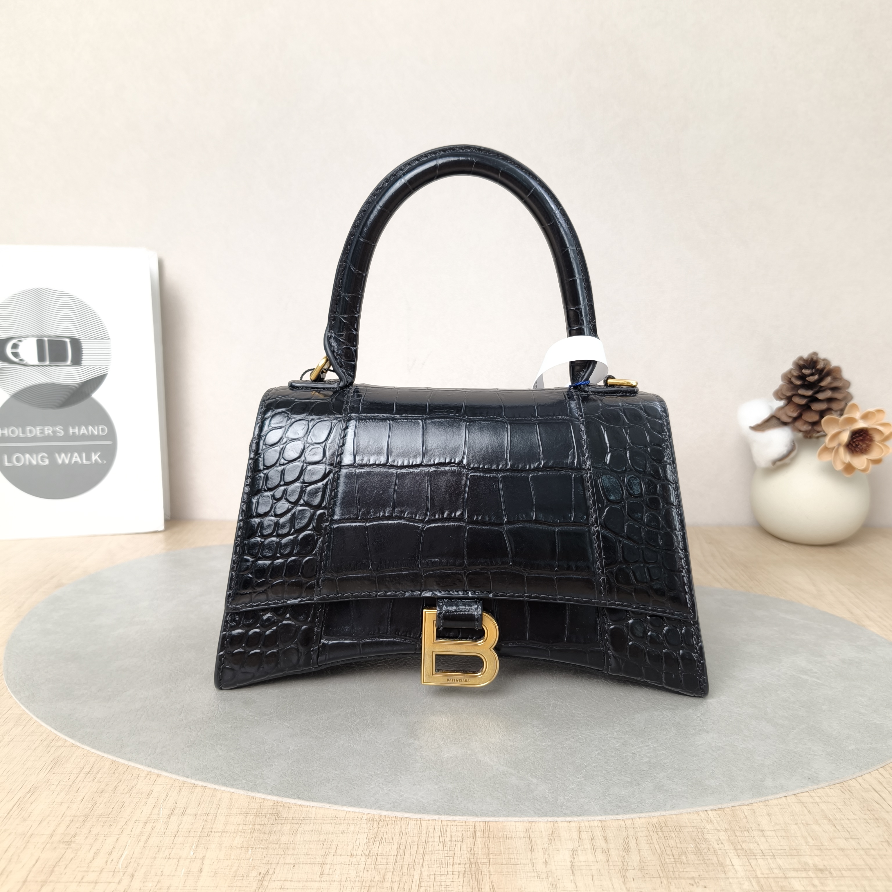 BALENCIAGA Crossbody Bag Hourglass Hourglass Bag Black CC alfskin Small23 × 10 × 14 cm