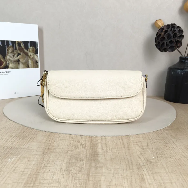 Louis Vuitton Crossbody Bag IVY White Monogram Empreinte Embossed Calfskin Small 23.5 × 4.3 × 12 cm