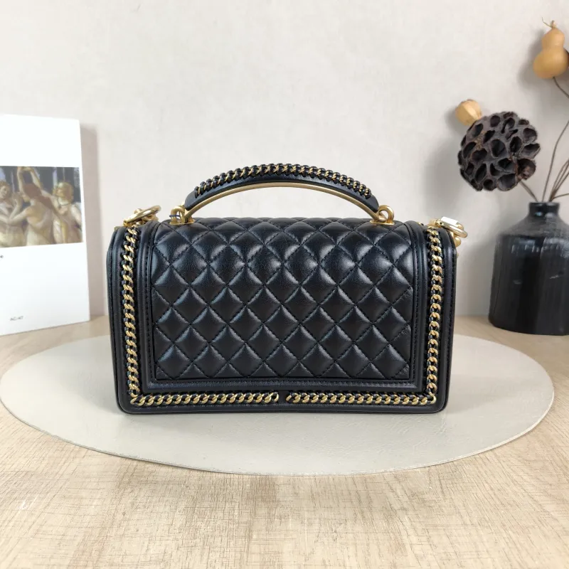 Chanel Crossbody Bag le boy Black Calfskin Medium 25 × 9 × 15 cm — cover view 2 of 5