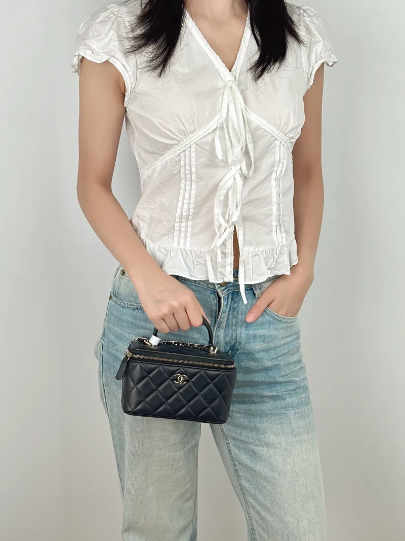 Chanel Top Handle Bag Edition Black Lambskin One Size16 × 8 × 9.5 cm — on-model view 2 of 3
