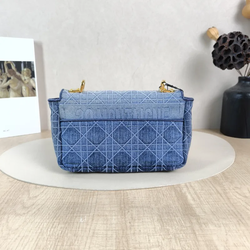 DIOR Crossbody Bag Caro Chain Bag Blue Small 20 × 7 × 13.5 cm — cover view 4 of 5