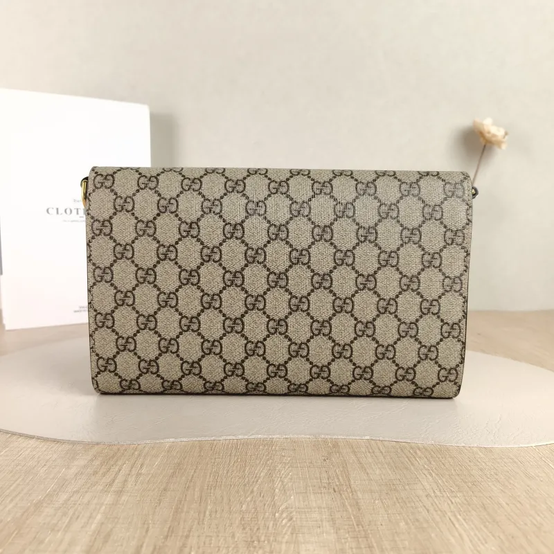 GUCCI Crossbody Bag Horsebit 1955 Two Straps woc Monogram PVC 26 × 3.2 × 16.5 cm — cover view 5 of 5