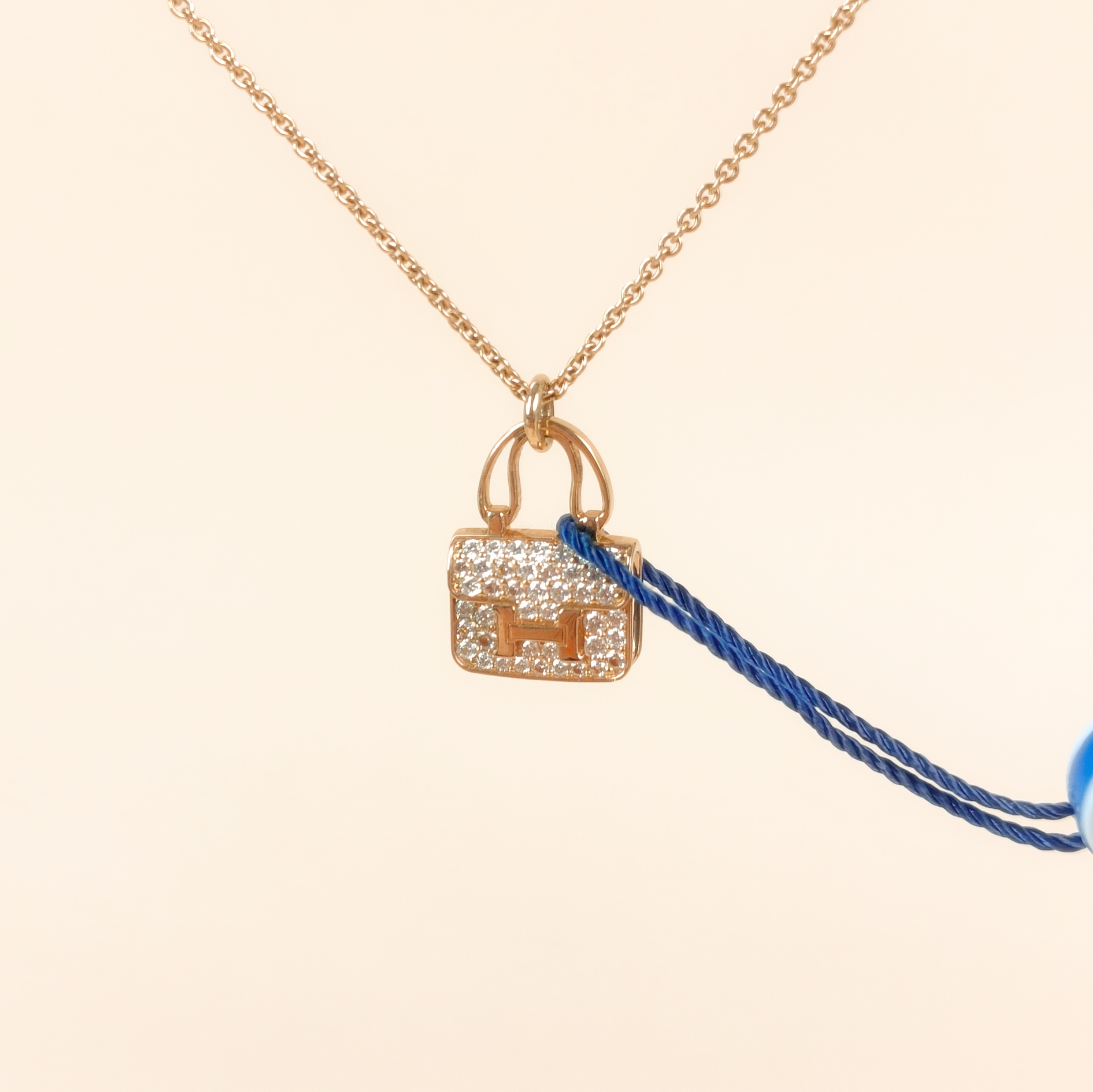 Hermès Necklace Amulettes Constance Pavé Diamond Necklace Rose Gold 18KR ose Gold One Size40cm