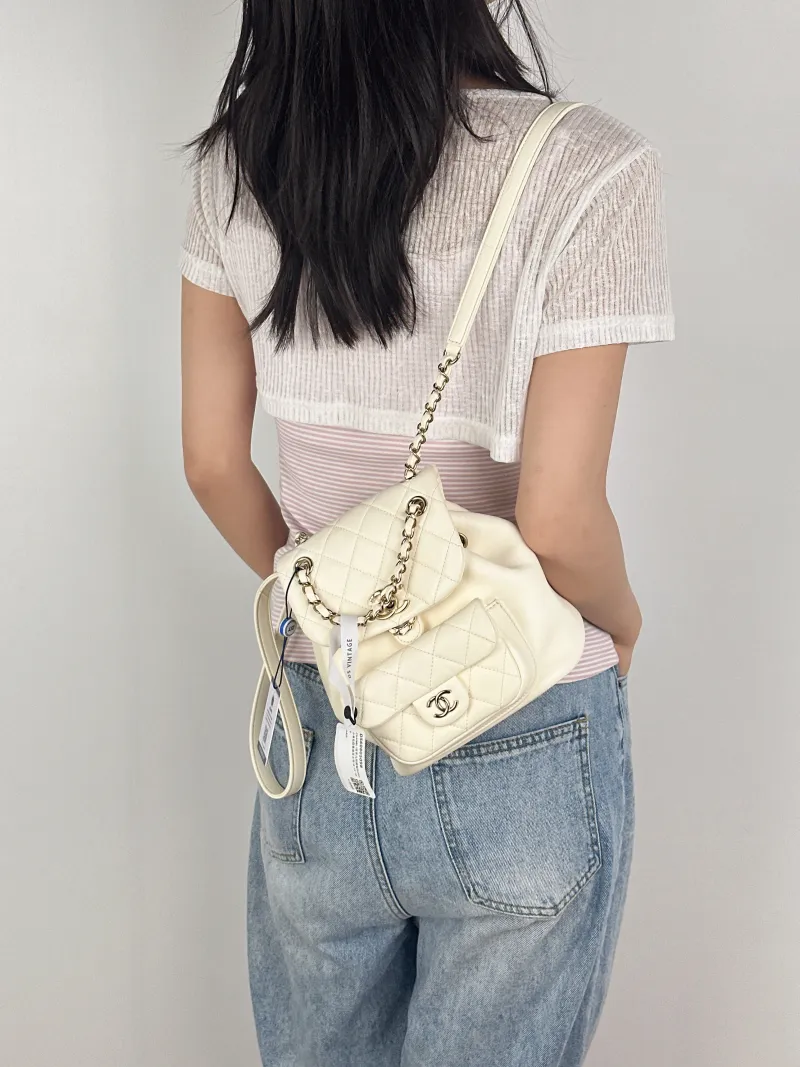 Chanel Backpack Duma White Small18 × 12 × 18.5 cm — on-model view 2 of 3