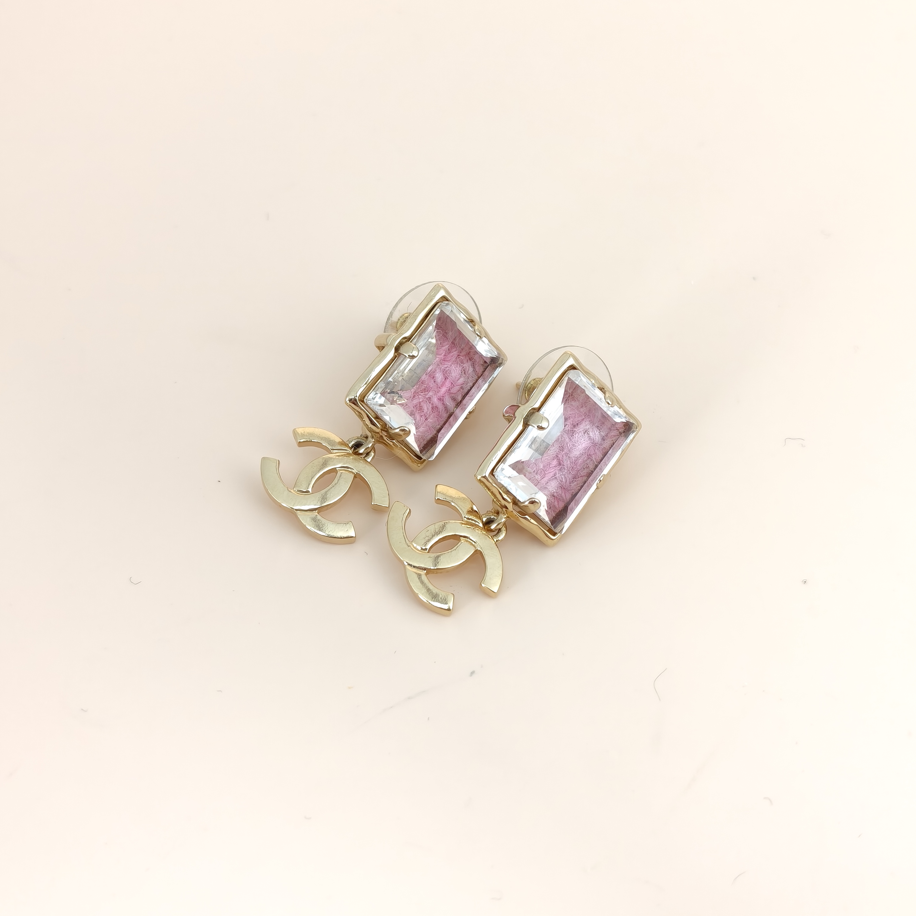 Chanel Earrings Pink c Earrings Gold · One Size