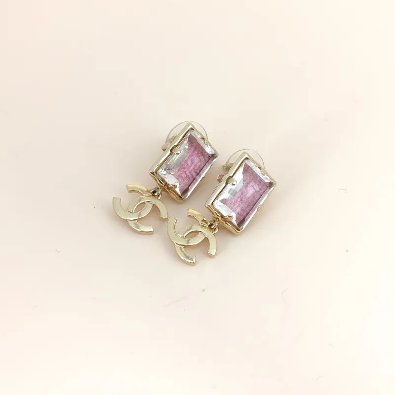 Chanel Earrings Pink c Earrings Gold · One Size