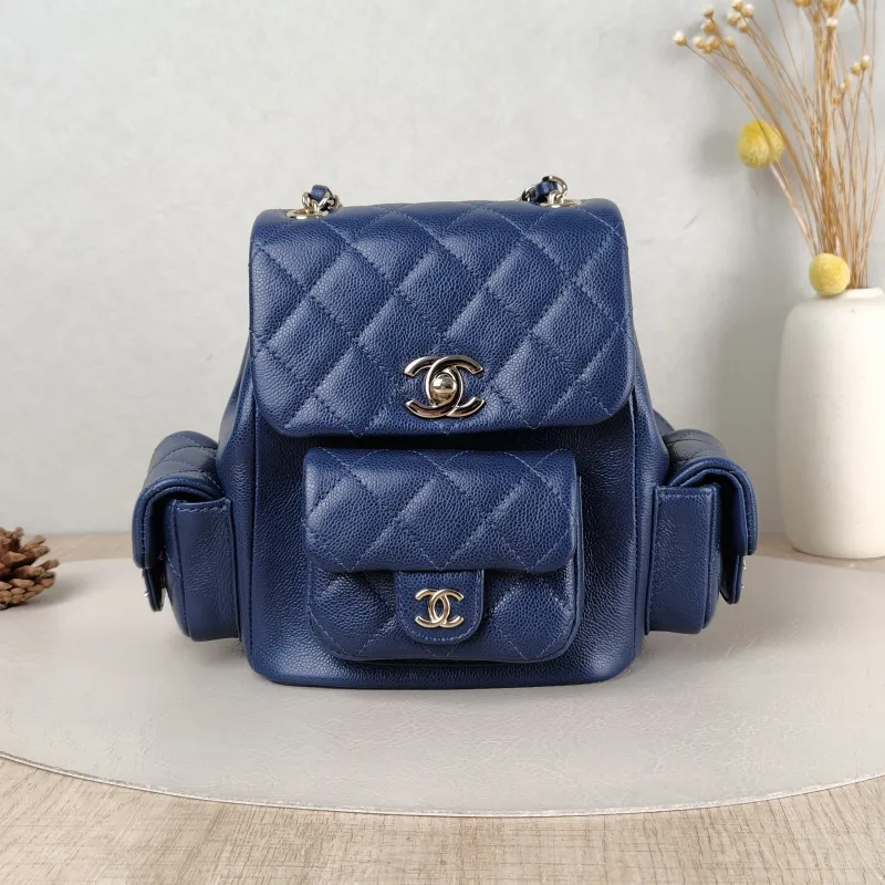 Chanel Backpack duma Navy Grained Calfskin Small 18 × 9.5 × 19 cm