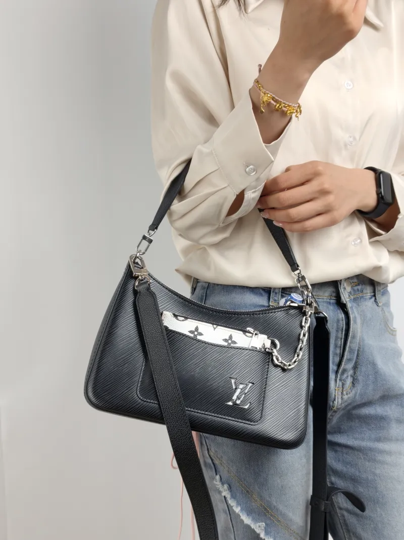 Louis Vuitton Crossbody Bag MARELLE Black Epi Embossed Calfskin Small 25 × 8 × 15 cm — on-model view 2 of 3