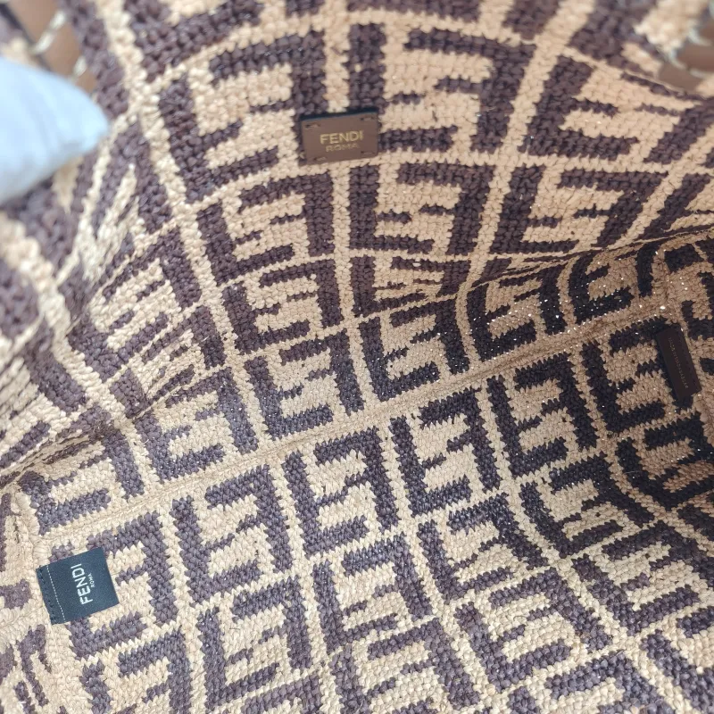 FENDI Top Handle Bag Top Handle Bag Brown Woven One Size 39 × 12 × 28 cm — detail view 7 of 10