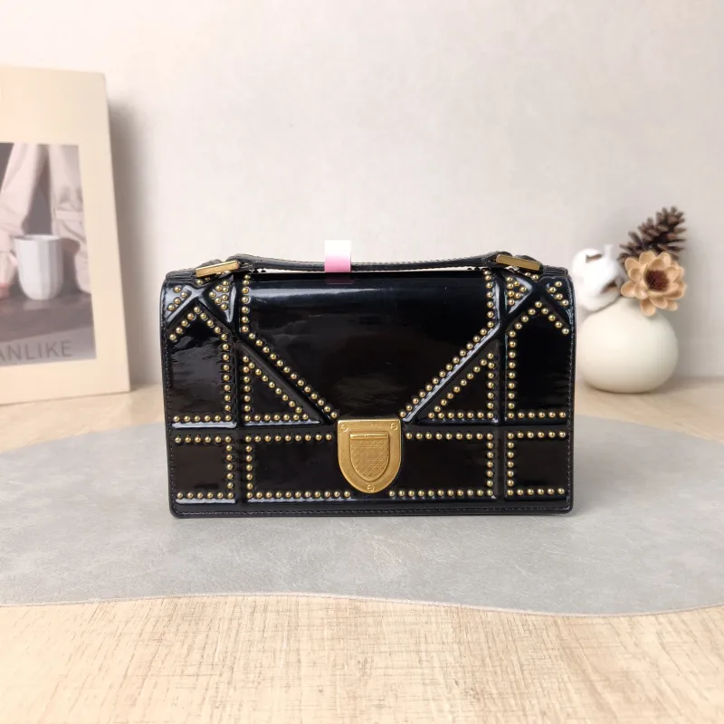 DIOR Crossbody Bag ama Black Patent Leather Mini 19 × 3 × 12 cm