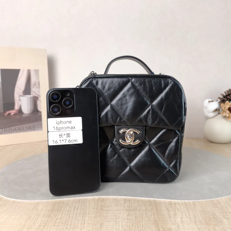 Chanel Crossbody Bag Camera Bag Black Waxed Leather 16.5 × 8.5 × 18 cm 28 — cover view 5 of 5