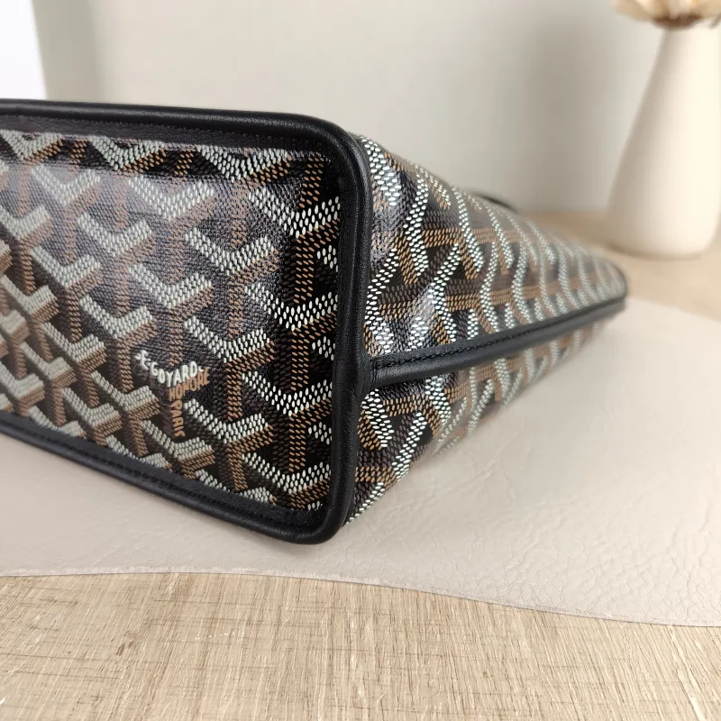 GOYARD Top Handle Bag ANJOU Shopping Tote Black ine Canvas Mini 19.5 × 9 × 19.5 cm — detail view 9 of 12