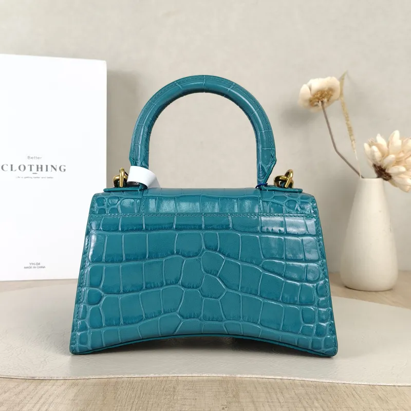 BALENCIAGA Crossbody Bag Hourglass Hourglass Bag Green Embossed Calfskin XS 19 × 8 × 13 cm — cover view 5 of 5