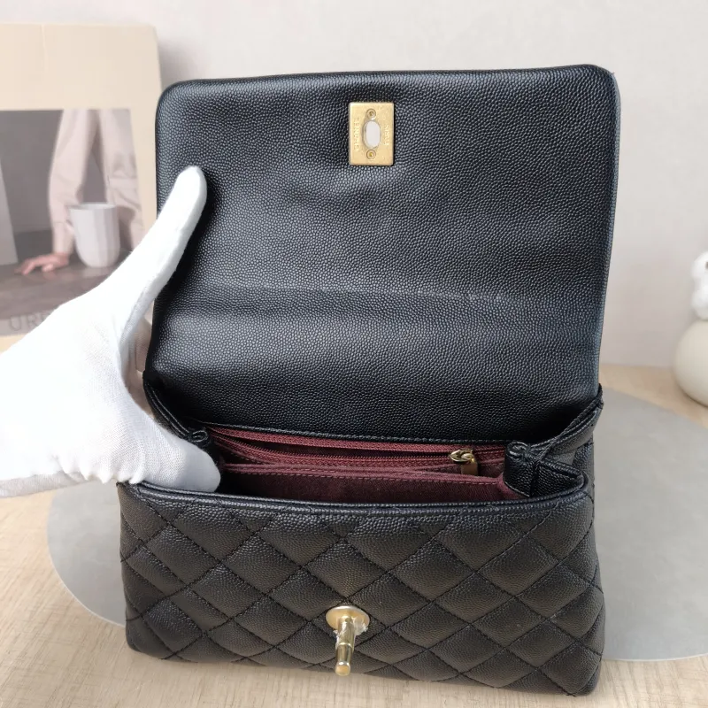 Chanel Top Handle Bag Coco Handle​ Black Grained Calfskin Small 24 × 10 × 14 cm 25 — detail view 8 of 14