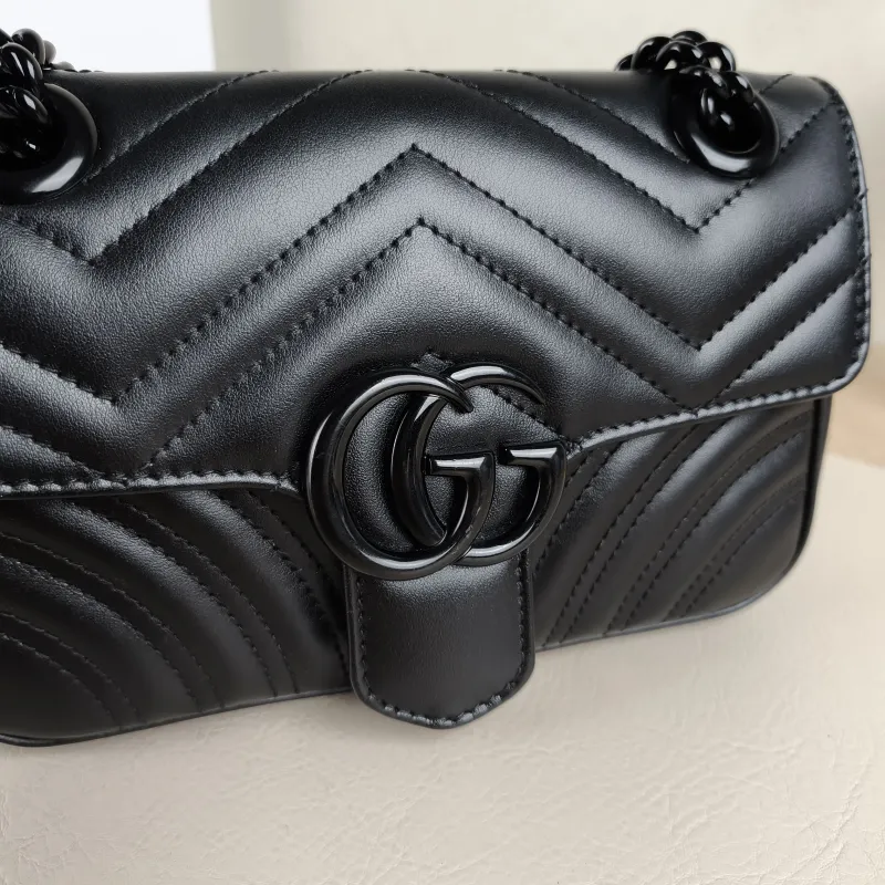 GUCCI Crossbody Bag GG Marmont Small Marmont 22 So Black Black Calfskin Small 22 × 6 × 13 cm — detail view 9 of 10