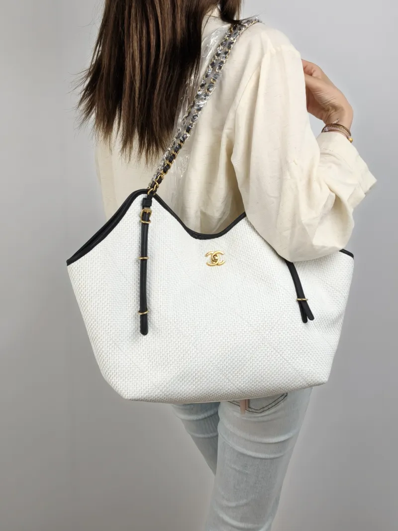 Chanel Shoulder Bag Tote Bag Woven One Size 30 × 13 × 31 cm — on-model view 2 of 2