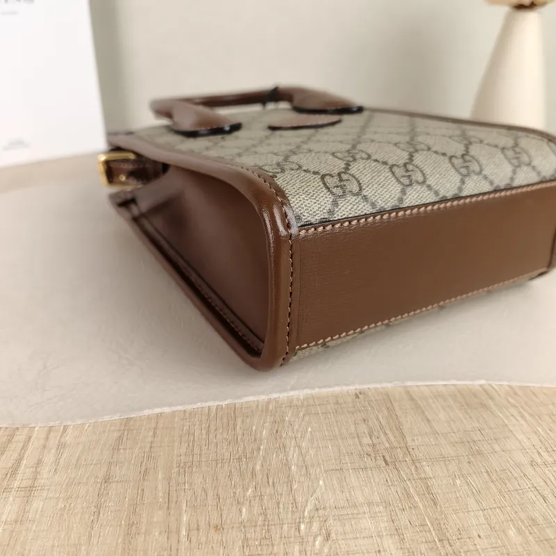 GUCCI Crossbody Bag GG Retro Collection Tote Bag Brown PVC Mini 16 × 7 × 20 cm — detail view 4 of 10