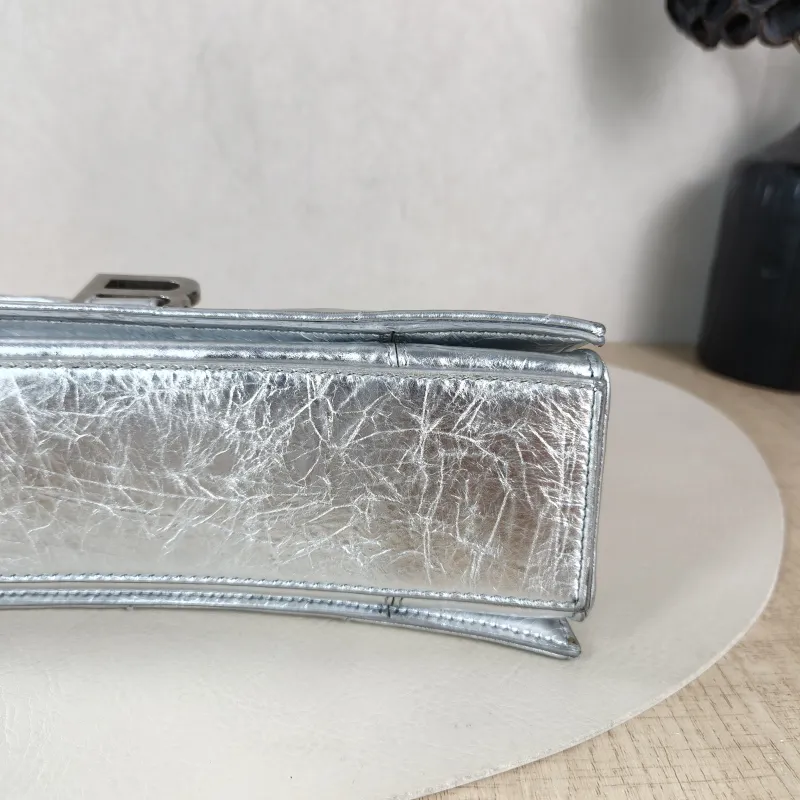 BALENCIAGA Shoulder Bag CRUSH Chain Bag Silver Calfskin Small 25 × 8 × 15 cm — detail view 13 of 13