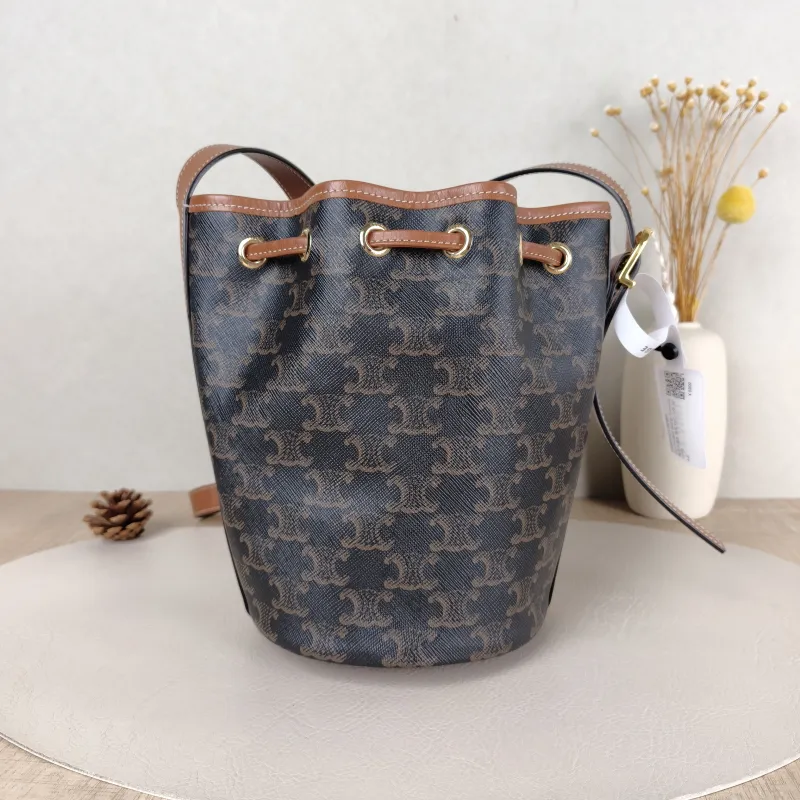 CELINE Crossbody Bag Triomphe Bucket Bag Monogram PVC Small 14 × 14 × 21 cm — cover view 2 of 5