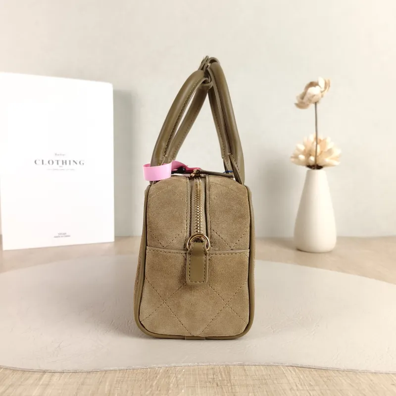 Chanel Crossbody Bag Bowling Bag Taupe Suede One Size 20 × 9 × 12 cm — detail view 8 of 12