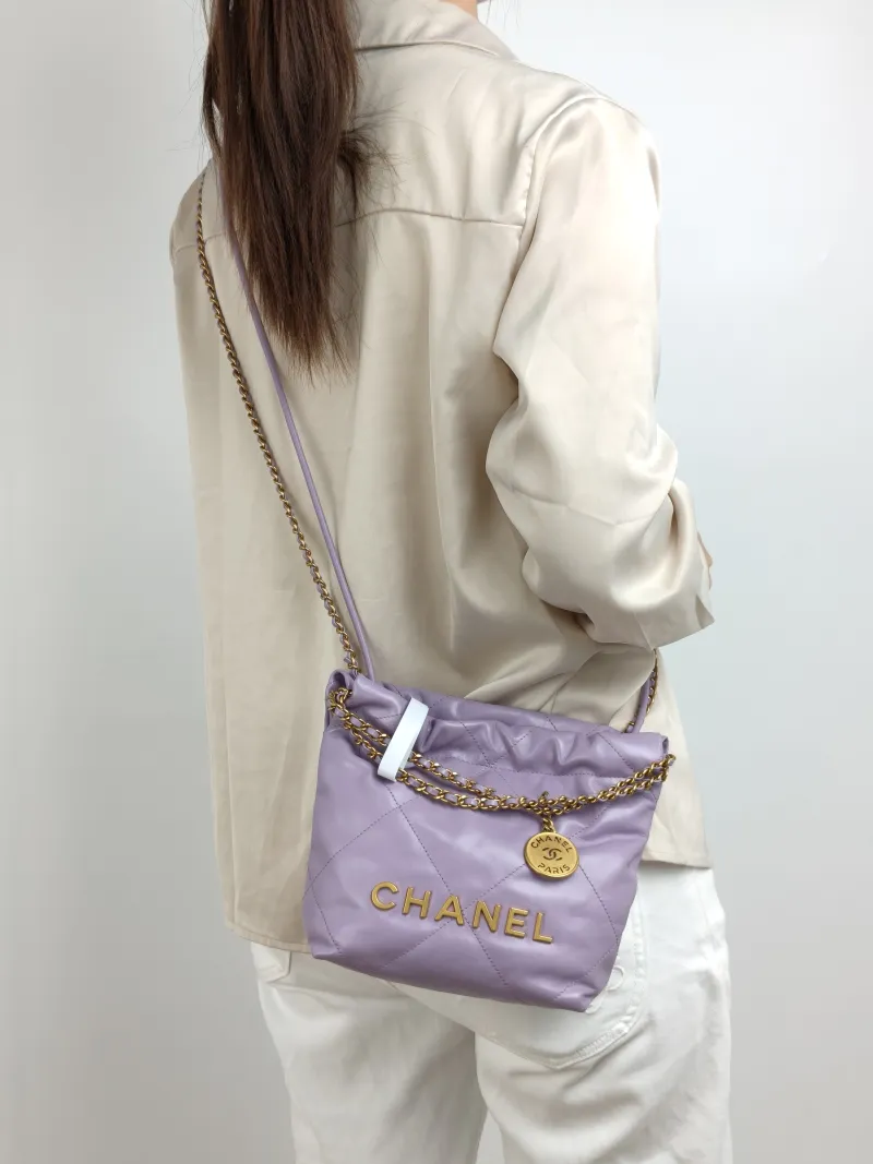 Chanel Crossbody Bag 22Bag Calfskin Mini 20 × 6 × 19 cm — on-model view 2 of 3