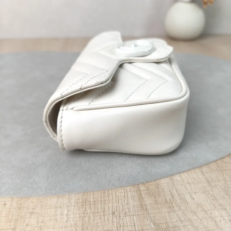GUCCI Shoulder Bag GG Marmont Mini Marmont Mini g White Calfskin Mini 16.5 × 4.5 × 9.5 cm — detail view 12 of 13