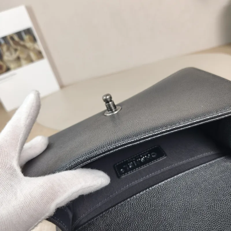 Chanel Crossbody Bag Le Boy​ Black Grained Calfskin Small 20.5 × 8.5 × 12 cm — detail view 10 of 12