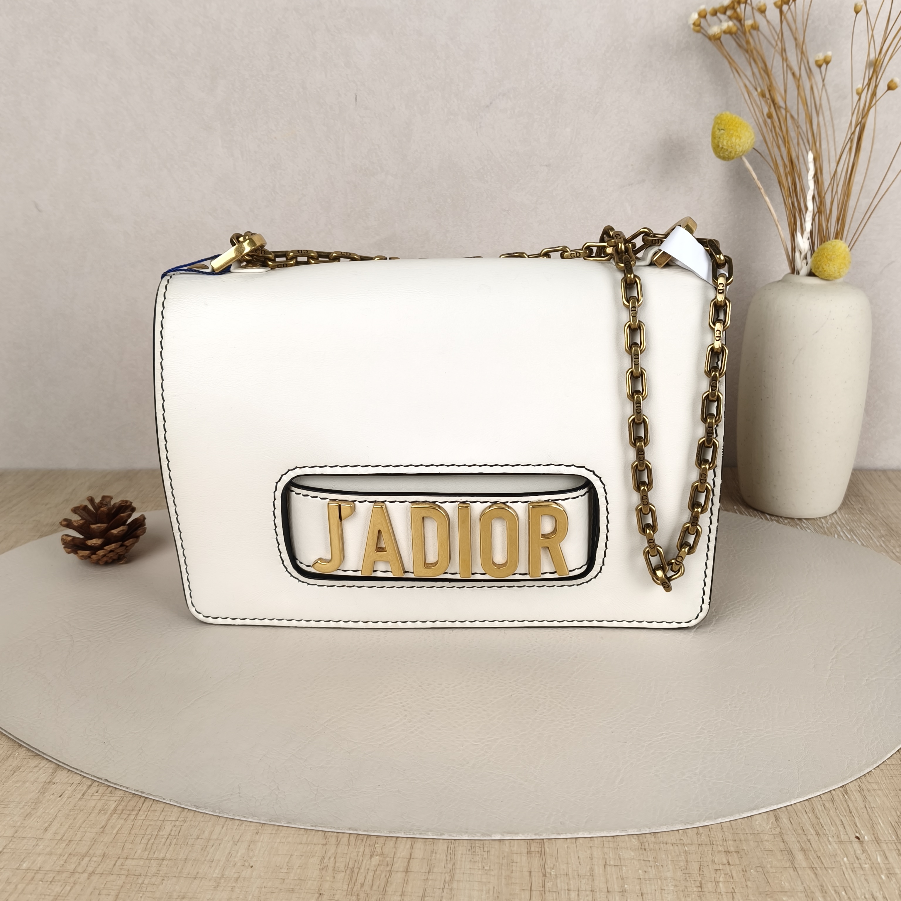 DIOR Crossbody Bag J'A White Calfskin One Size25 × 6 × 17 cm