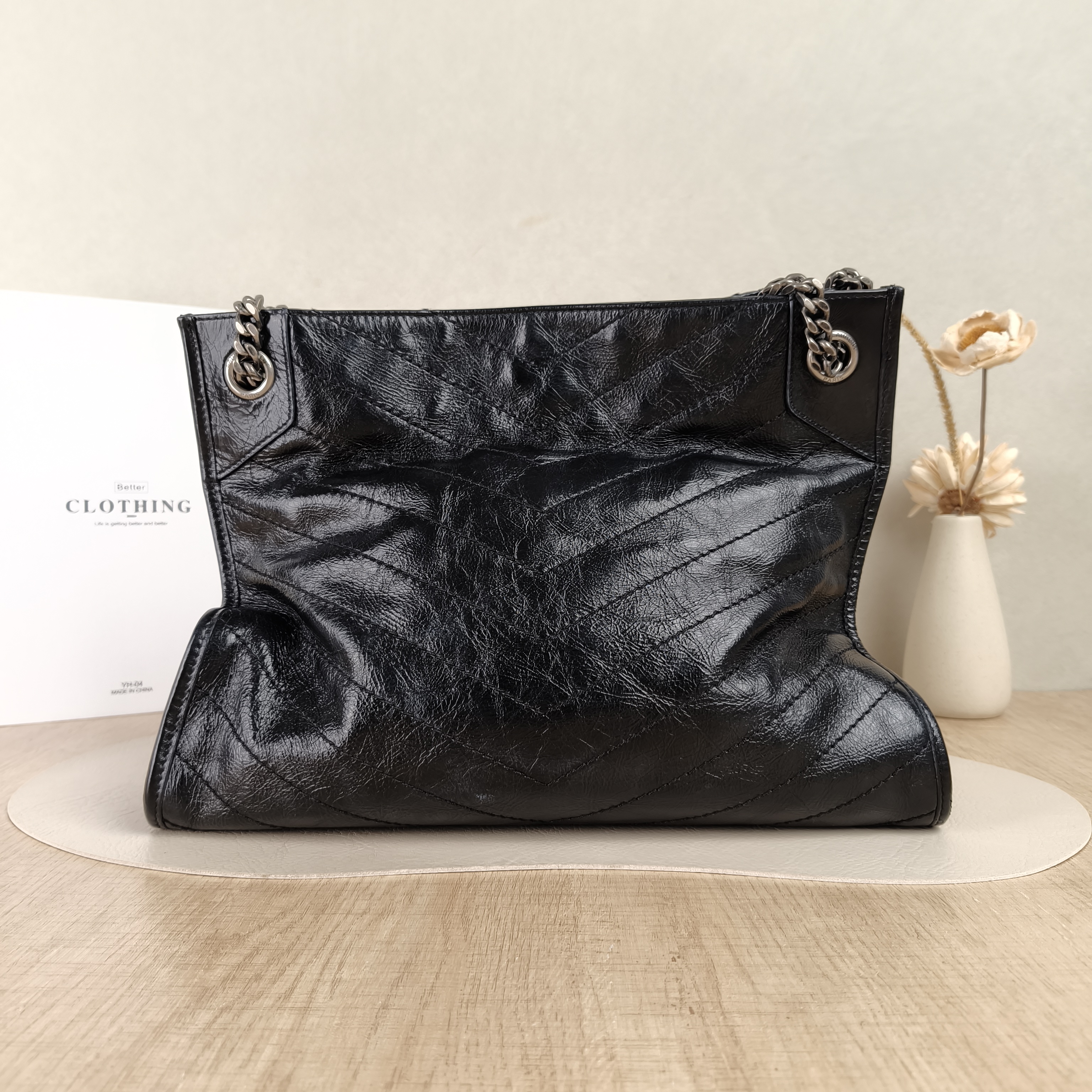 SAINT LAURENT Shoulder Bag NIKI SHOPPING Shopping Tote Black Waxed Leather Calfskin Medium33 × 11.5 × 27 cm — cover view 2 of 6